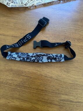 Spibelt Lace Print Adjustable waistband Strap (Black & White) with zipper pouch